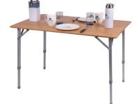 Table en bambou HOLIDAY TRAVEL, cadre aluminium, deux hauteur réglable 100x65x42/65cm